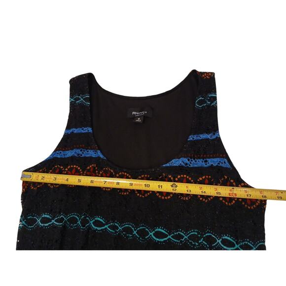 Y2K Eyelet Lace Maxi Dress Curvy Plus Size 16 Black Tropical Tribal Aztec Boho - Picture 12 of 17